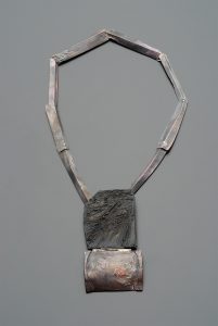 Eboni wood, Shibuici, Silver 925 oxidized, Gold 18kt, volcanic sand, acrylic paint