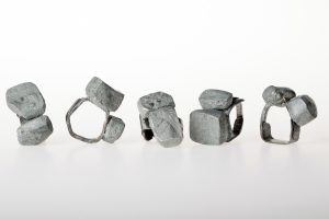 Aluminum (casted), Shibuici, Silver 925 oxidized, Aluminum powder mixed with paint