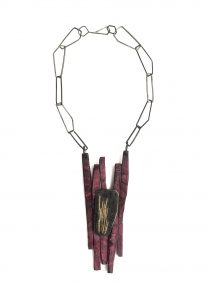 Purple Heart wood, Shibuici with Nunome-Zogan technique, Japanese pure Gold leaf, Silver oxidized