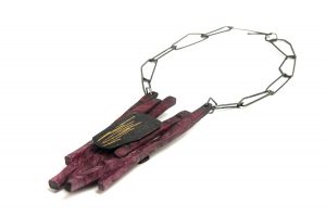 Purple Heart wood, Shibuici with Nunome-Zogan technique, Japanese pure Gold leaf, Silver oxidized