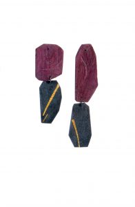 Purple Heart wood, Shibuici with Nunome-Zogan technique, Japanese pure Gold leaf, Silver oxidized